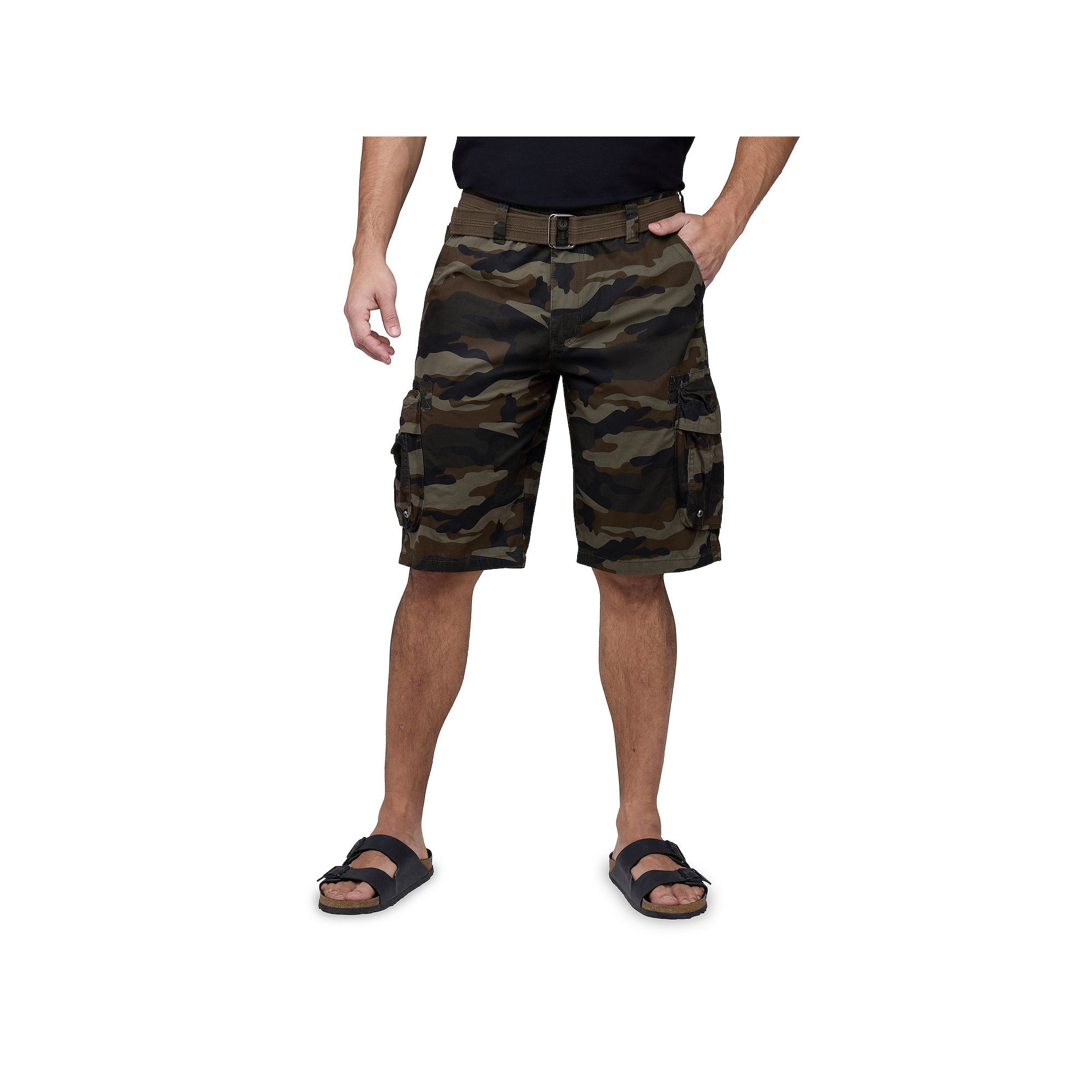 Mens RAW X by Xray Regular-Fit Belted Cargo Shorts, Size: 30, Green Camo