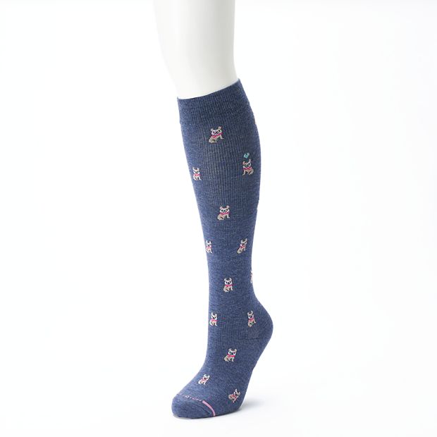 Women's Dr. Motion Knee-High Dog Print Compression Socks