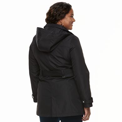 Plus Size Weathercast Hooded Bonded Trench Coat
