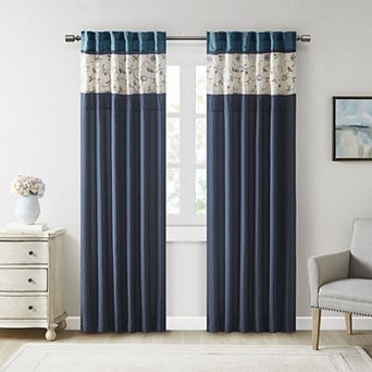 Madison Park 1-Panel Belle Light Filtering Embroidered Rod Pocket Window Curtain