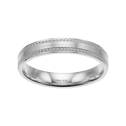 Men s 14k White  Gold  Rope Wedding  Band 