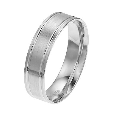 Men's AXL 14k White Gold Brushed Wedding Band
