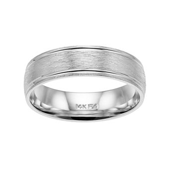 Men's AXL 14k White Gold Wire Finish Wedding Band