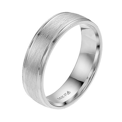 Men's AXL 14k White Gold Wire Finish Wedding Band