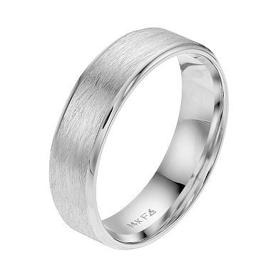 Men's AXL 14k White Gold Wire Finish Wedding Band