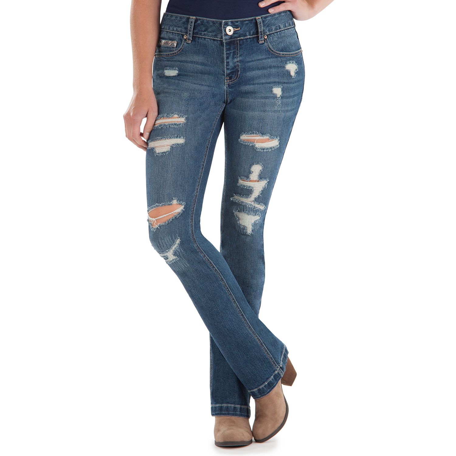 ripped bootcut jeans women's