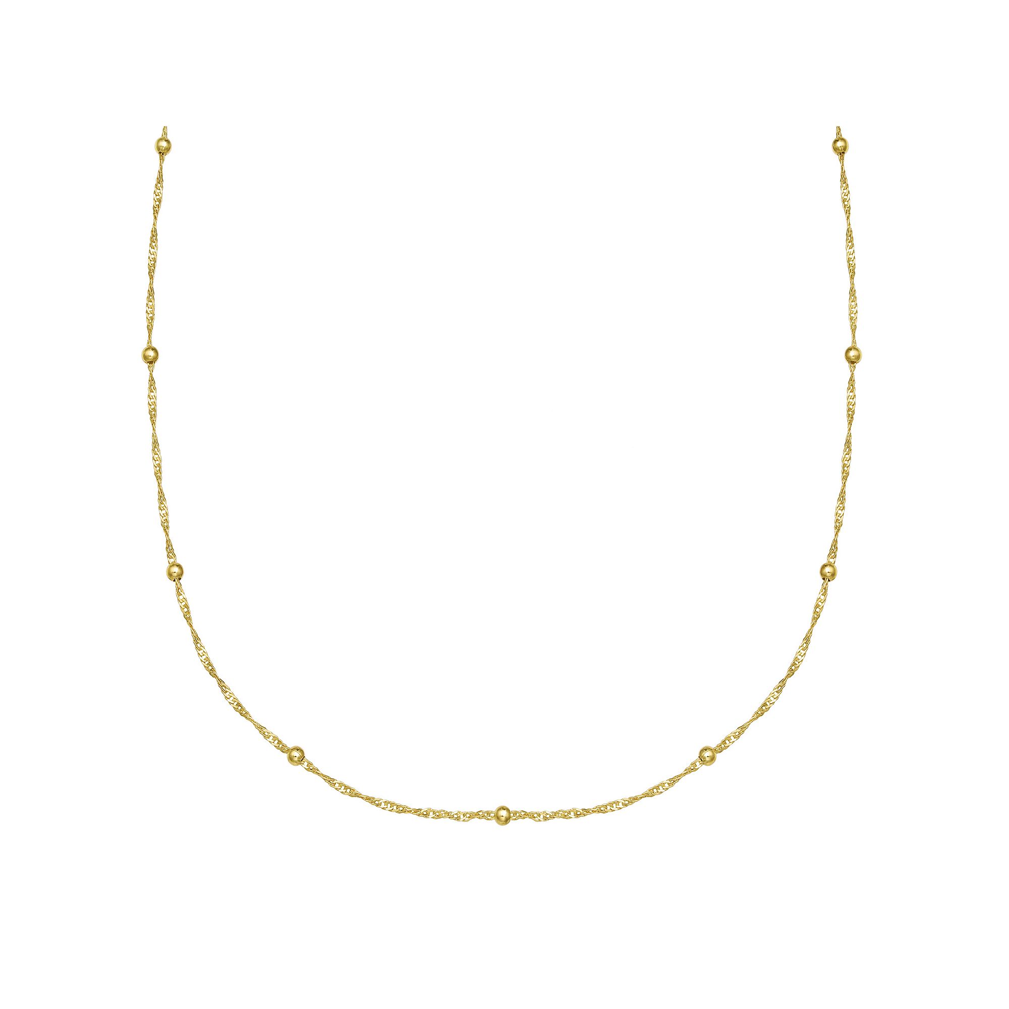 PRIMROSE Sterling Silver Beaded Singapore Chain Necklace, Womens, Size: 2