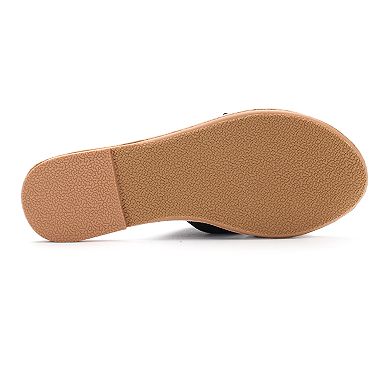 LC Lauren Conrad Women's Knotted Microsuede Slide Sandals