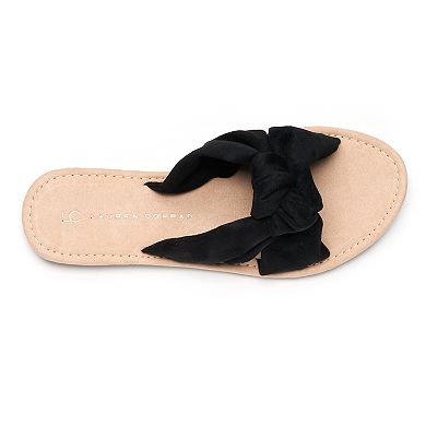 LC Lauren Conrad Women's Knotted Microsuede Slide Sandals