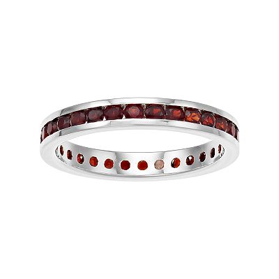 Traditions Sterling Silver Channel Set Garnet Birthstone Ring Women s Size 8 Red