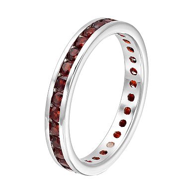 Traditions Jewelry Company Sterling Silver Channel-Set Garnet Birthstone Ring
