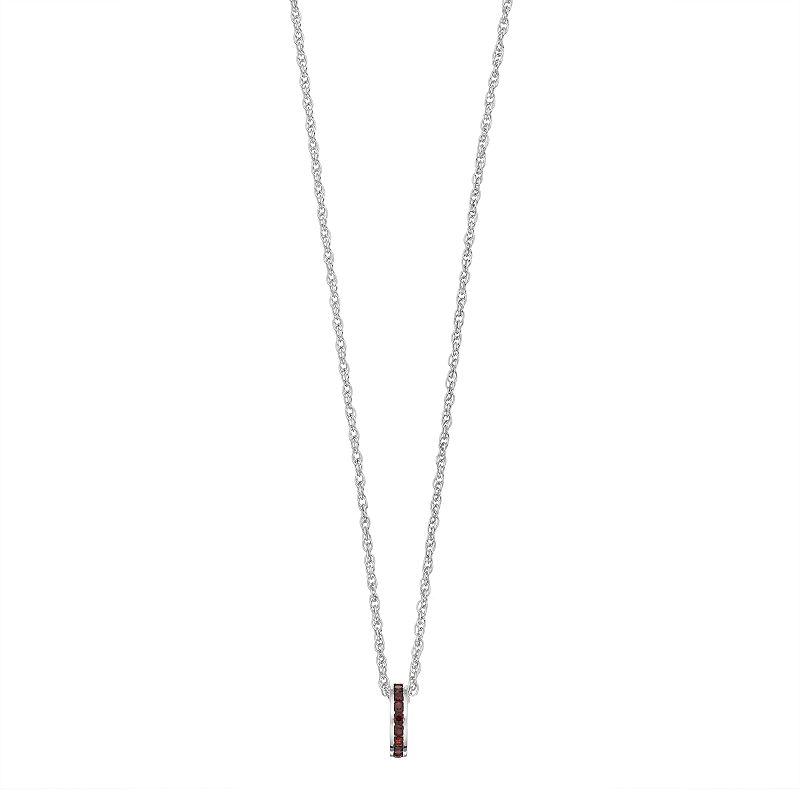 Traditions Jewelry Company Sterling Silver Channel-Set Garnet Birthstone Pendant Necklace, Women's, Size: 18"