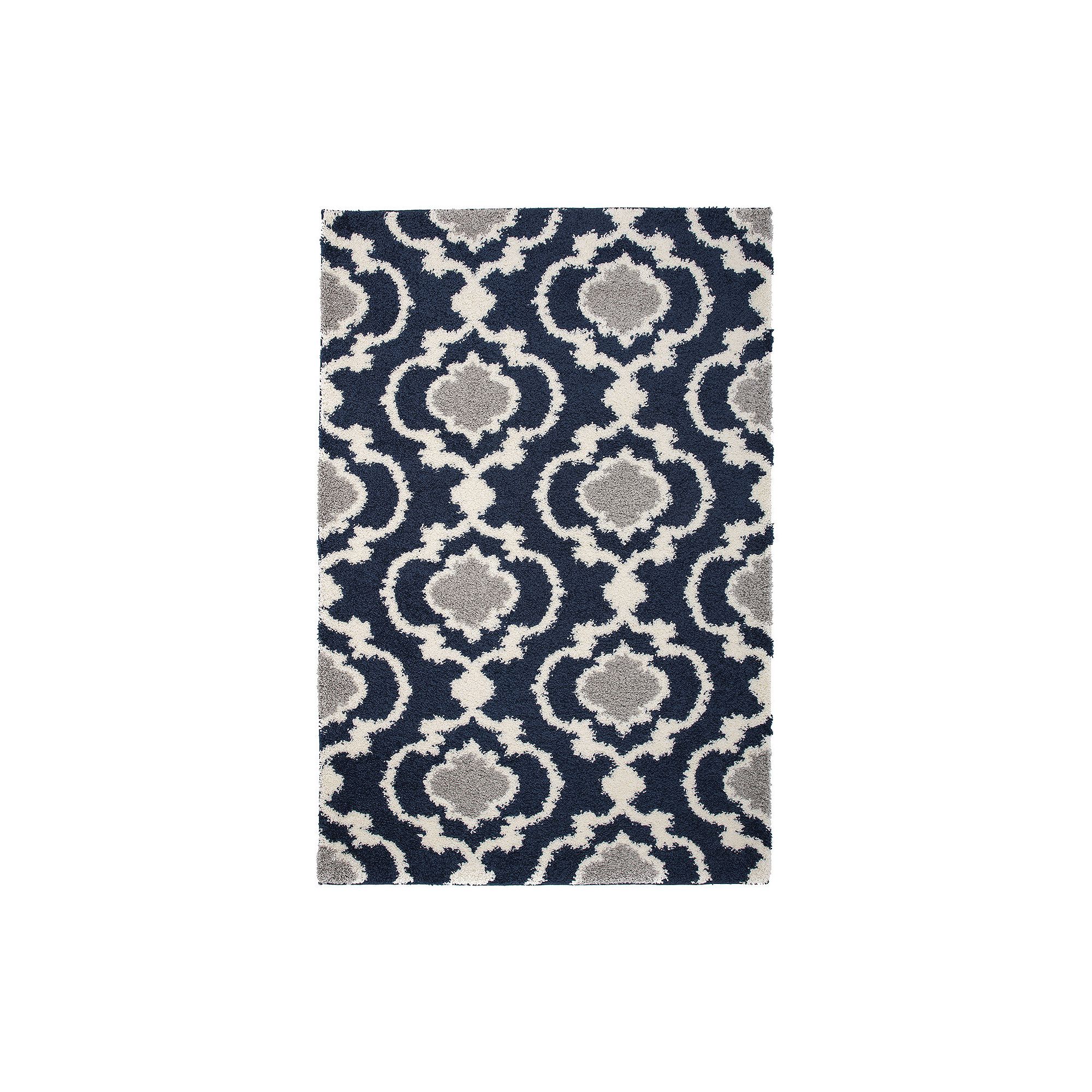 World Rug Gallery Florida Cozy Moroccan Trellis Shag Rug, Blue