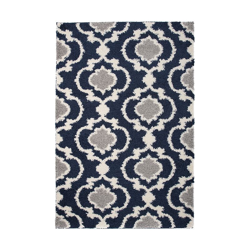 World Rug Gallery Florida Cozy Moroccan Trellis Shag Rug, Blue, 8X10 Ft
