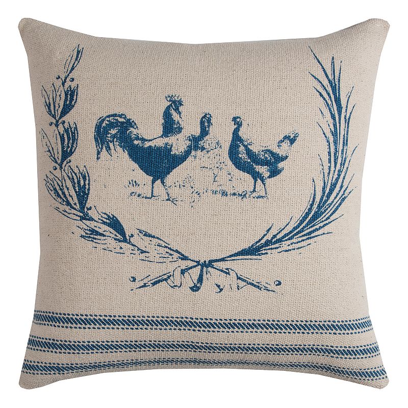 Rizzy Home Rooster Throw Pillow, Natural, 20X20