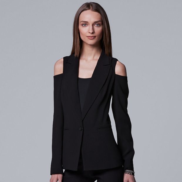 Simple Vera Wang M Women Lace Blazer Black Jacket