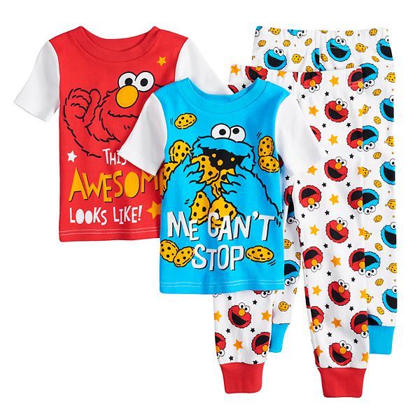 Toddler Boy Sesame Street Elmo & Cookie Monster Tops & Shorts Pajama Set