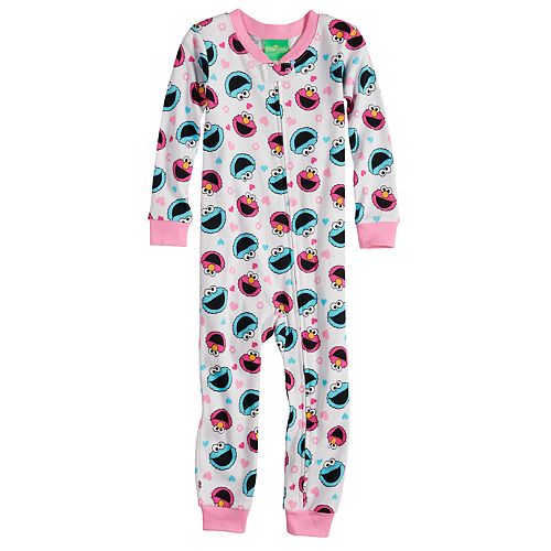 Toddler Girl Sesame Street Elmo & Cookie Monster Footless Pajamas