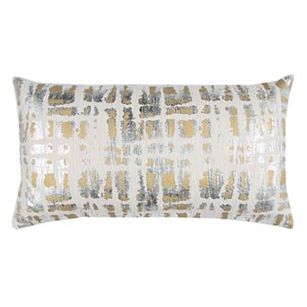 Rizzy Home Doh Abstract Metallic Oblong Throw Pillow