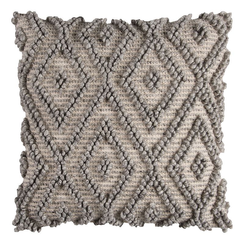 Rizzy Home Textured Diamond Geometric Throw Pillow, Natural, 20X20