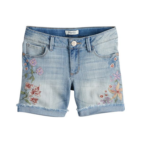 Girls 7-16 & Plus Size Mudd® Embroidered Floral Frayed & Rolled Cuff ...