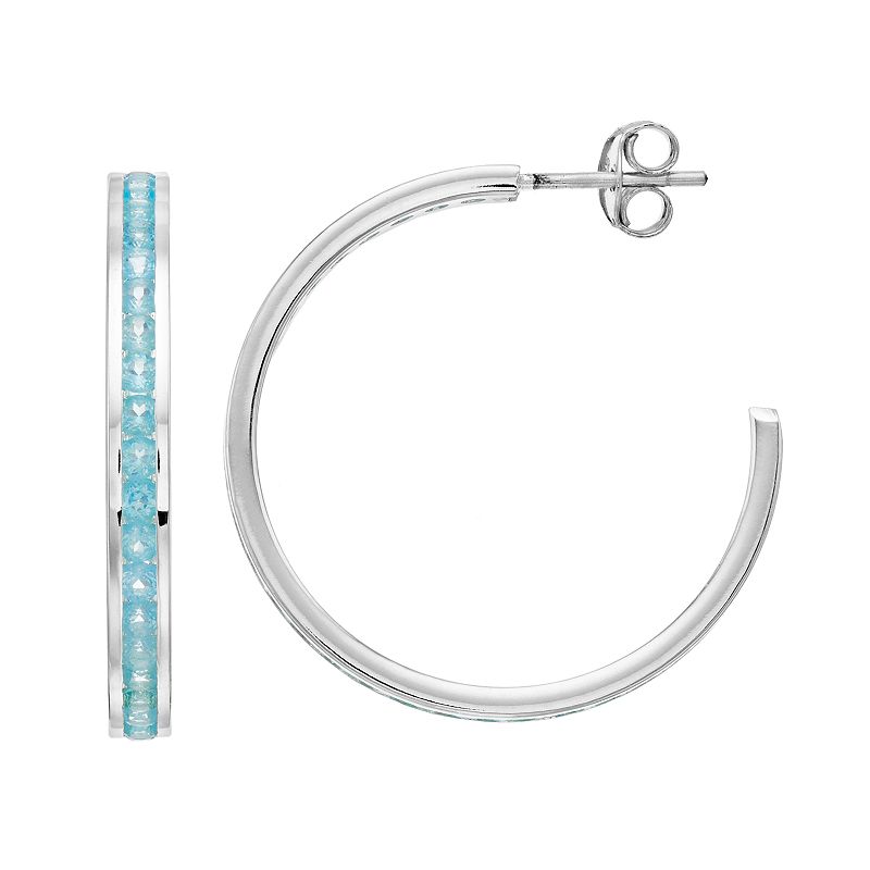 Traditions Sterling Silver Channel-Set Apatite Birthstone Hoop Earrings, Wo