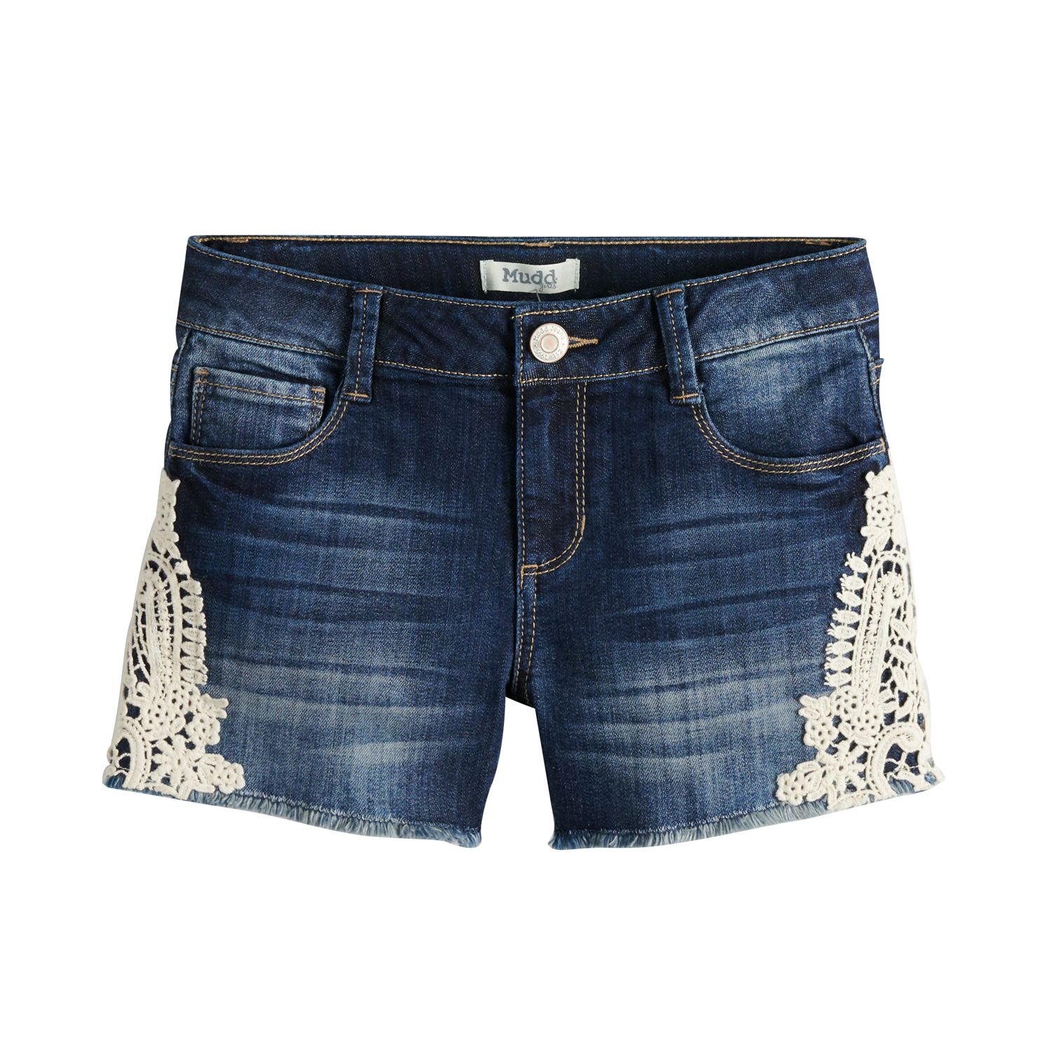 crochet jean shorts