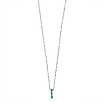 Traditions Jewelry Company Sterling Silver Channel-Set Lab-Created Emerald Birthstone Pendant Necklace