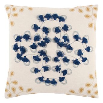 Rizzy Home Floral Tassels Throw Pillow