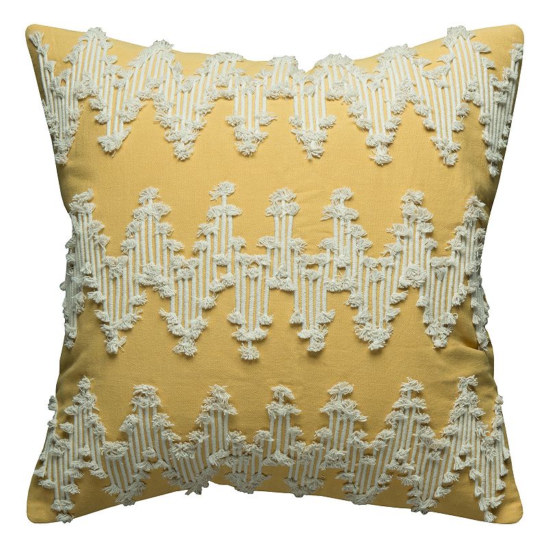 Rizzy Home Frayed Chevron Throw Pillow, Gold, 20X20