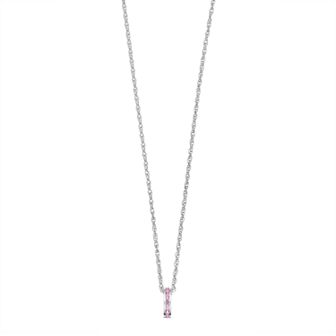 Traditions Jewelry Company Sterling Silver Channel-Set Pink Tourmaline Birthstone Pendant Necklace