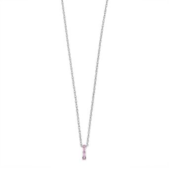 Traditions Jewelry Company Sterling Silver Channel-Set Pink Tourmaline Birthstone Pendant Necklace