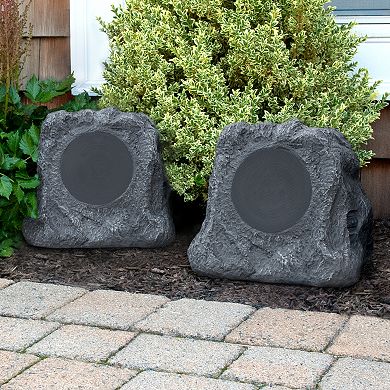 Innovative Technology Pair of Wireless Waterproof Rechargeable Bluetooth Outdoor Rock Speakers