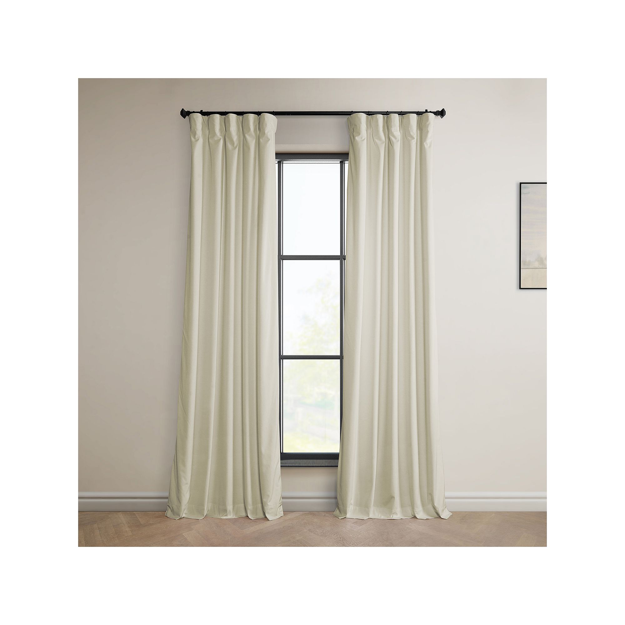 EFF Heritage Plush Velvet Room Darkening Curtain Panel, Au Lait Creme