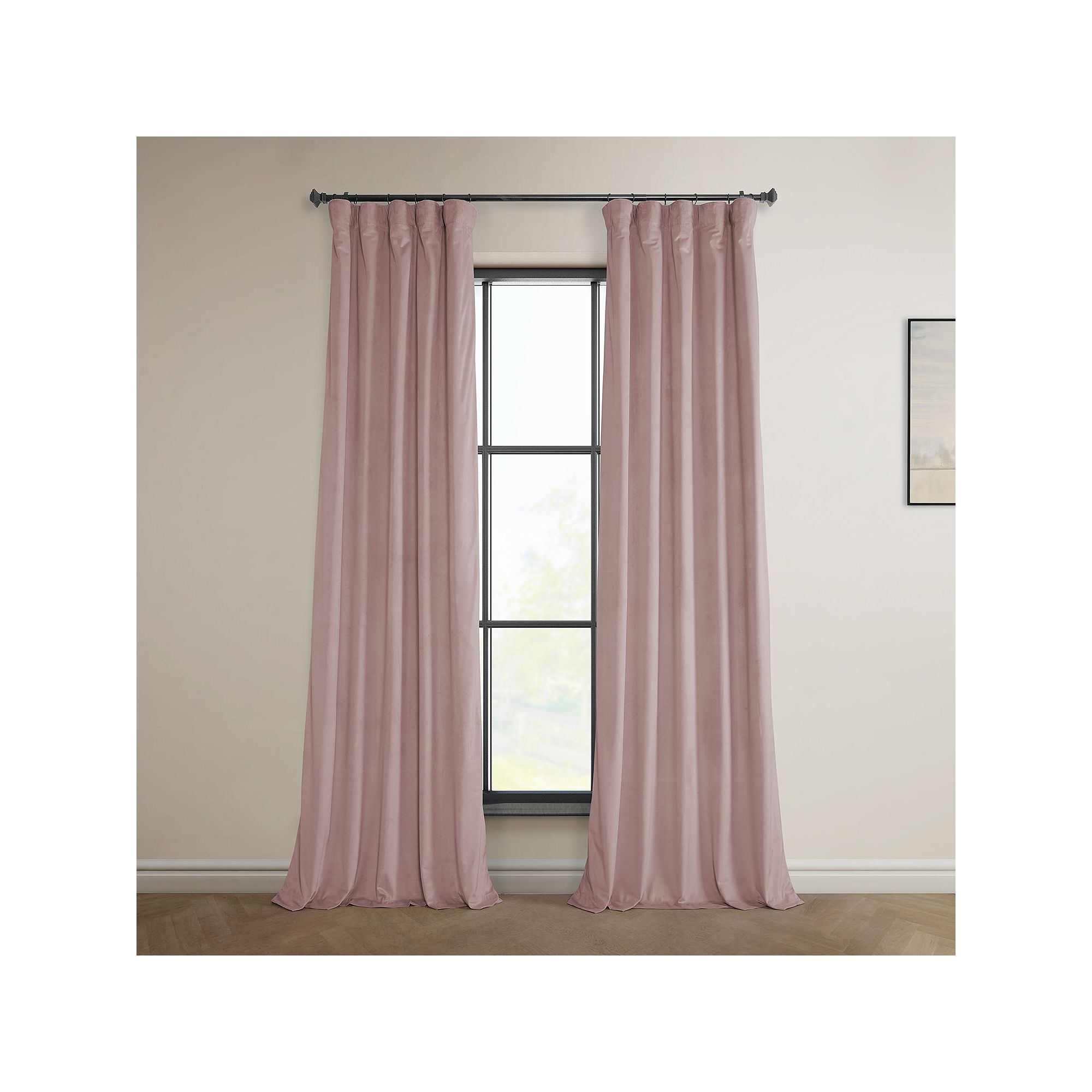 EFF Heritage Plush Velvet Room Darkening Curtain Panel, Ballet Pink
