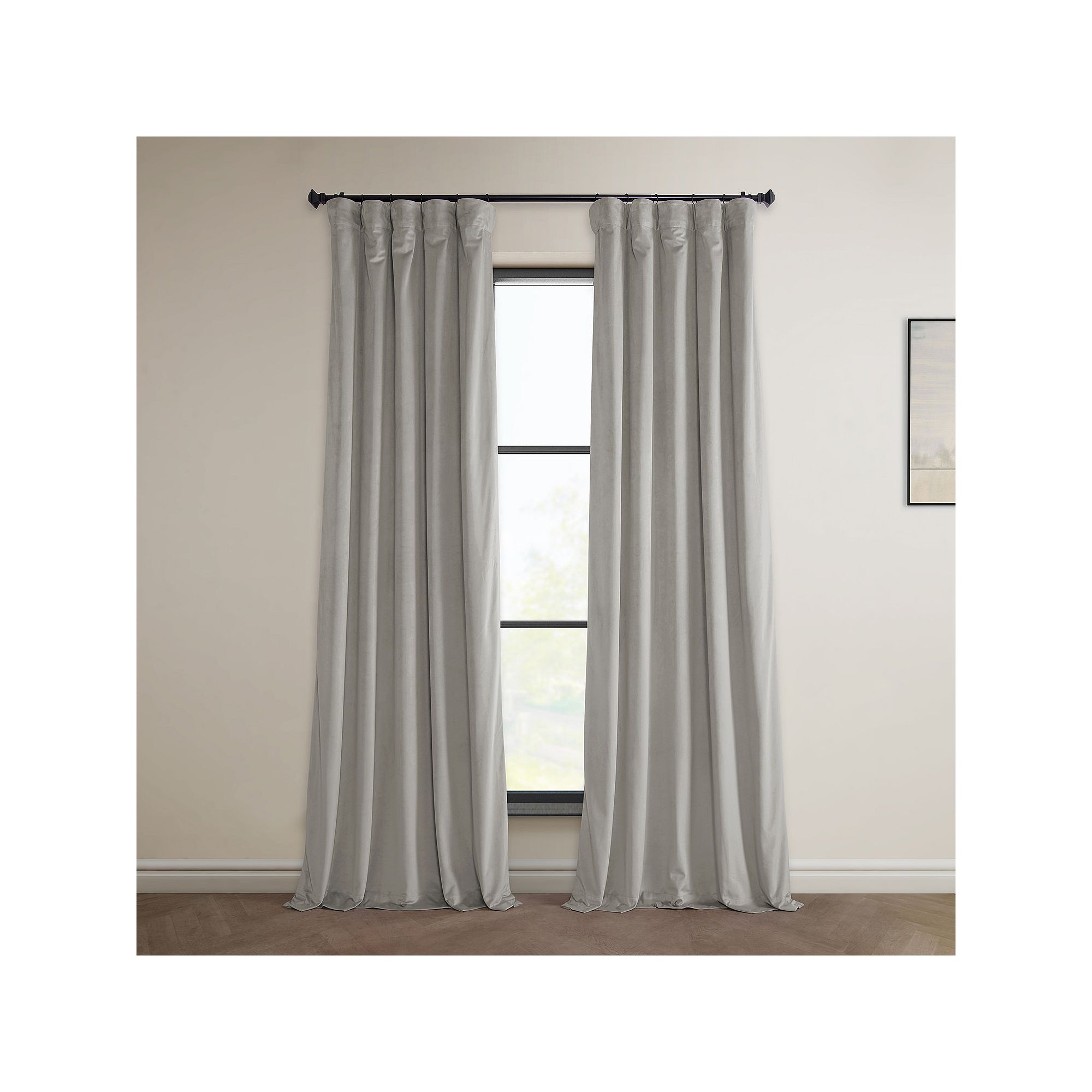 EFF Heritage Plush Velvet Room Darkening Curtain Panel, City Gray