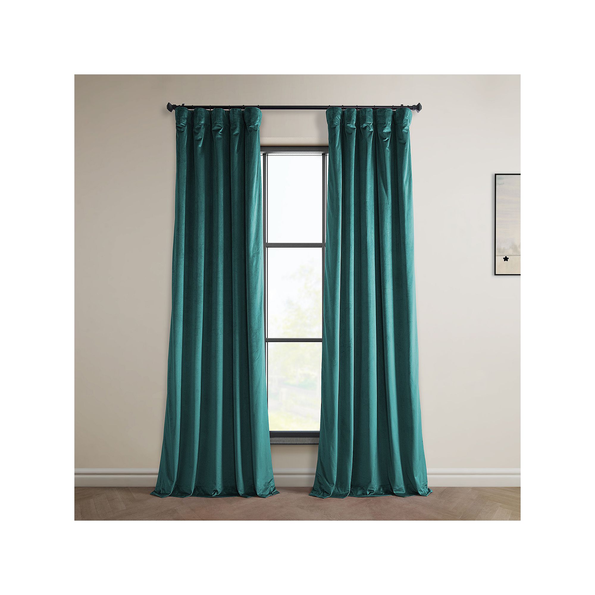 EFF Heritage Plush Velvet Room Darkening Curtain Panel, Deep  Blue