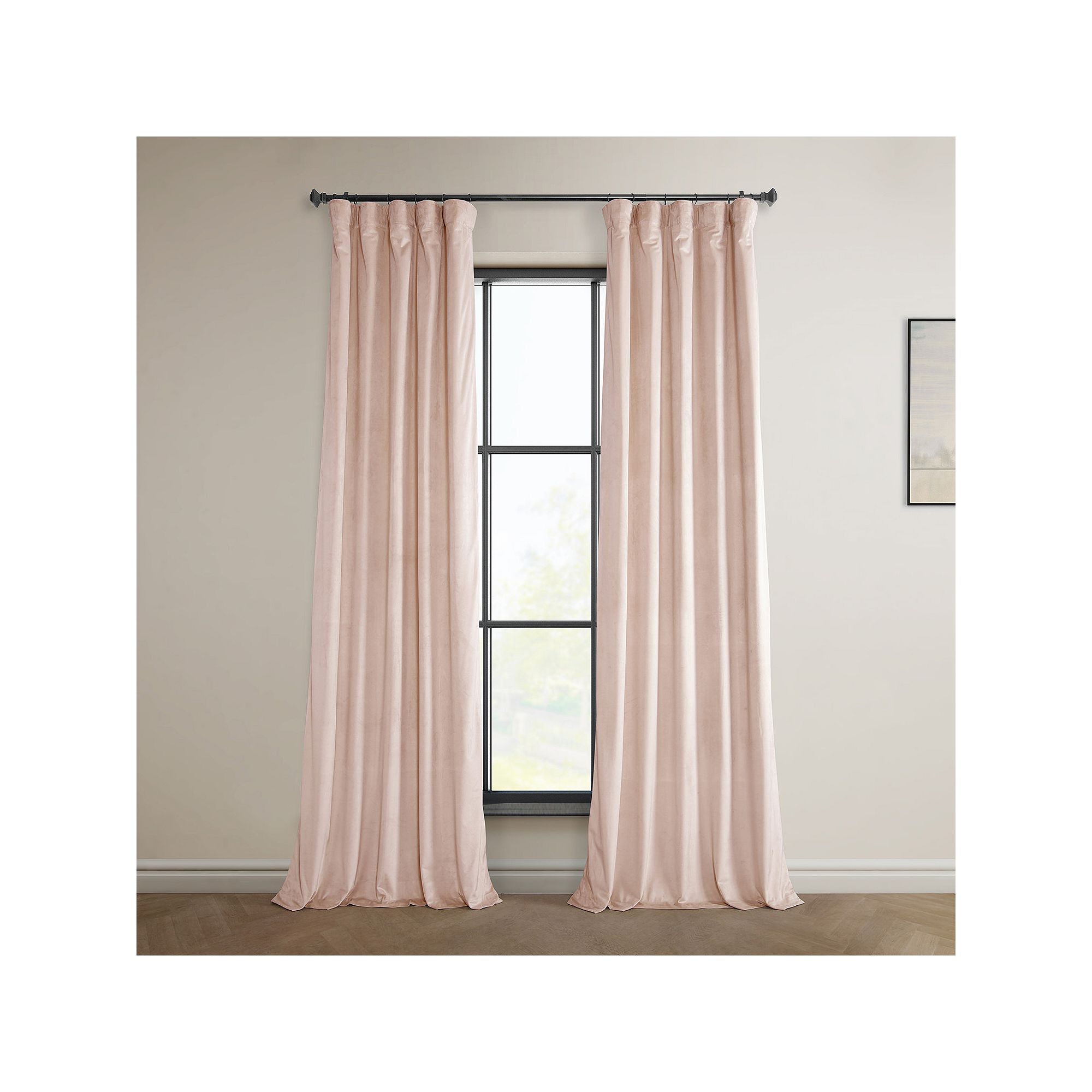 EFF Heritage Plush Velvet Room Darkening Curtain Panel, Light Pink