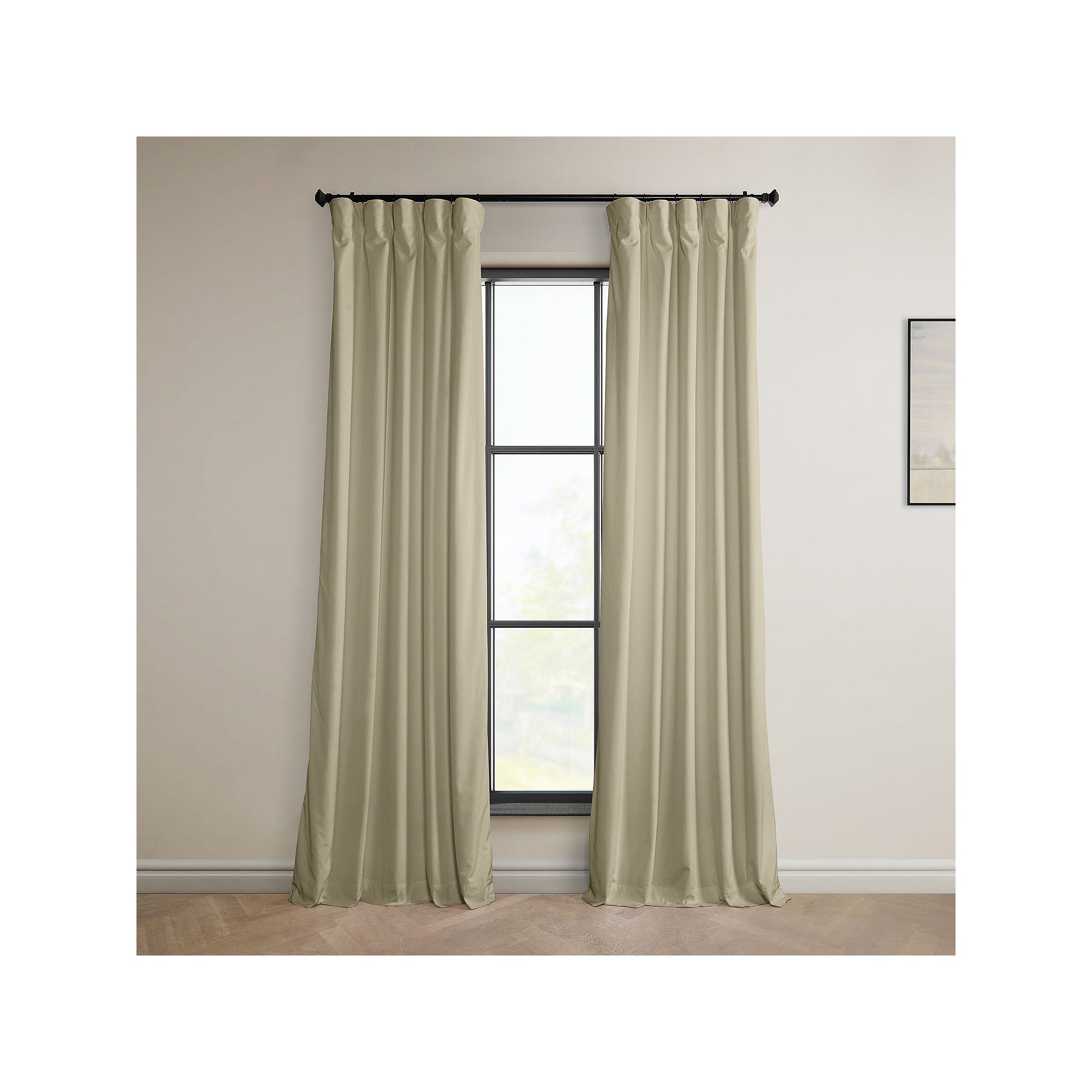 EFF Heritage Plush Velvet Room Darkening Curtain Panel, Macchiato Beige