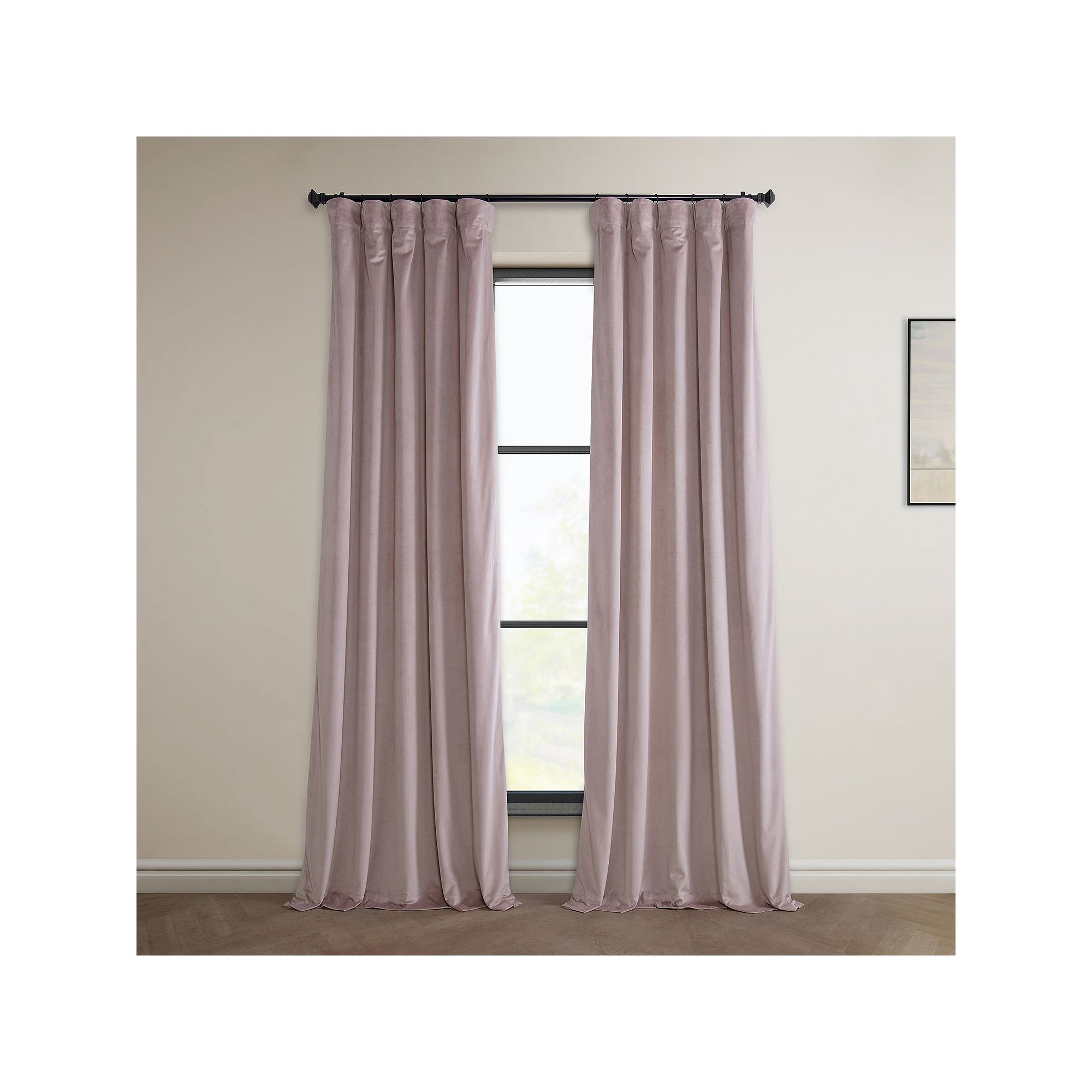 EFF Heritage Plush Velvet Room Darkening Curtain Panel, Pink