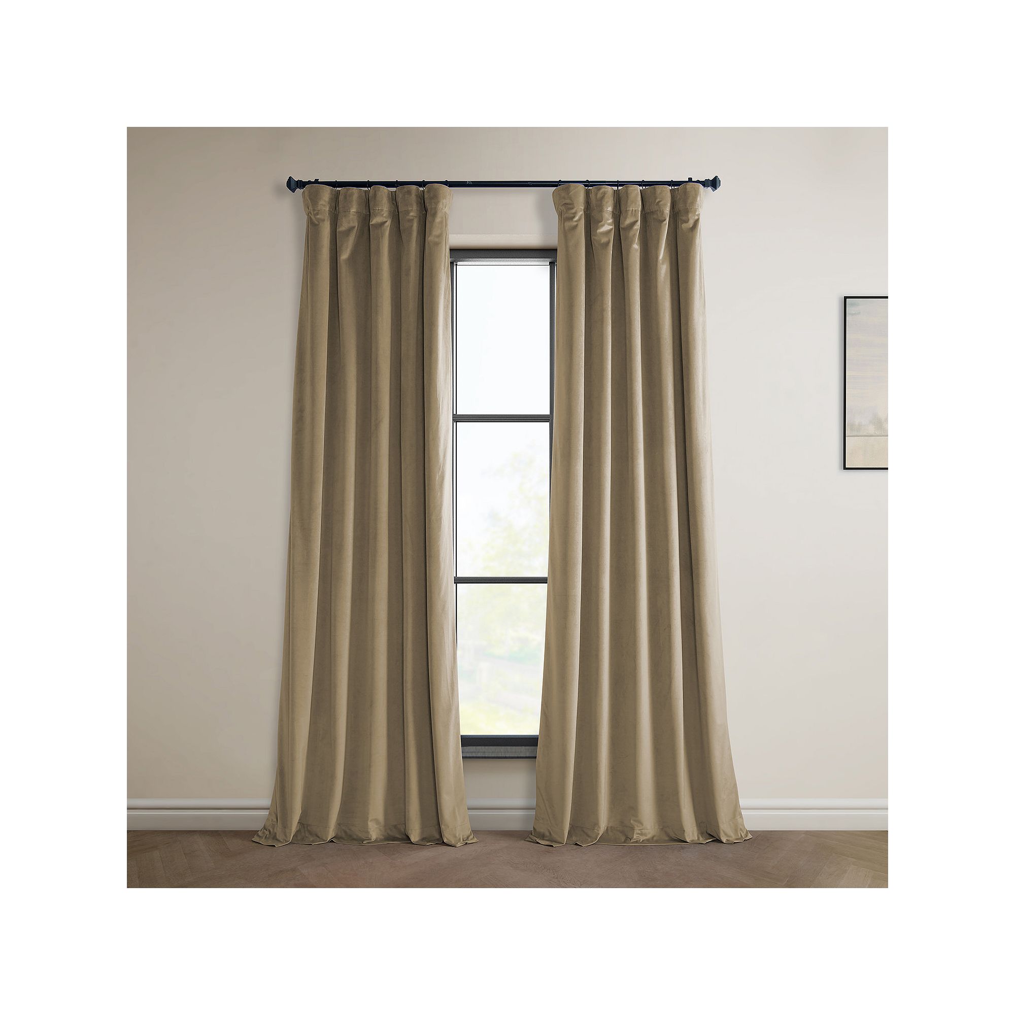 EFF Heritage Plush Velvet Room Darkening Curtain Panel, Museum Brown