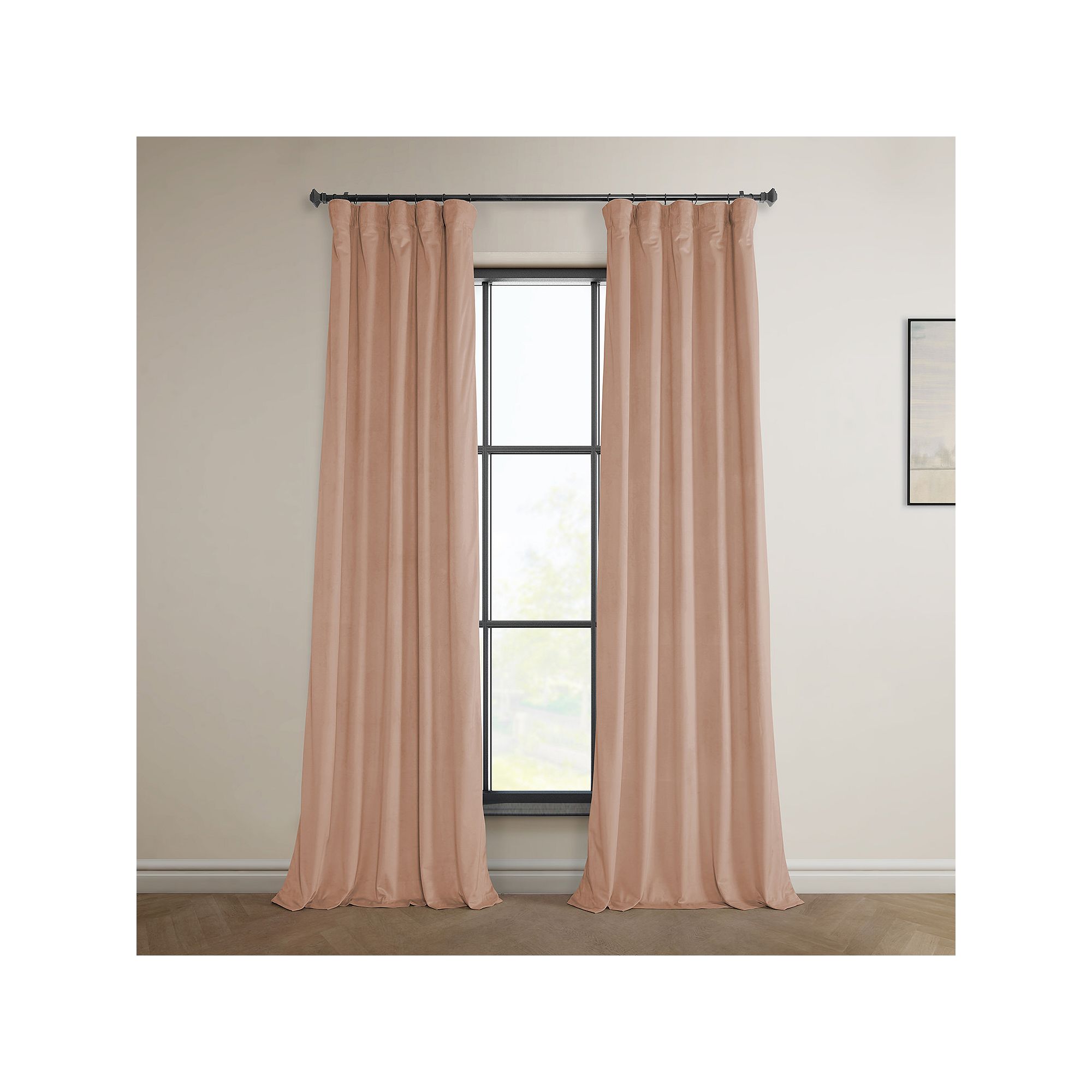 EFF Heritage Plush Velvet Room Darkening Curtain Panel, Pink Blossom