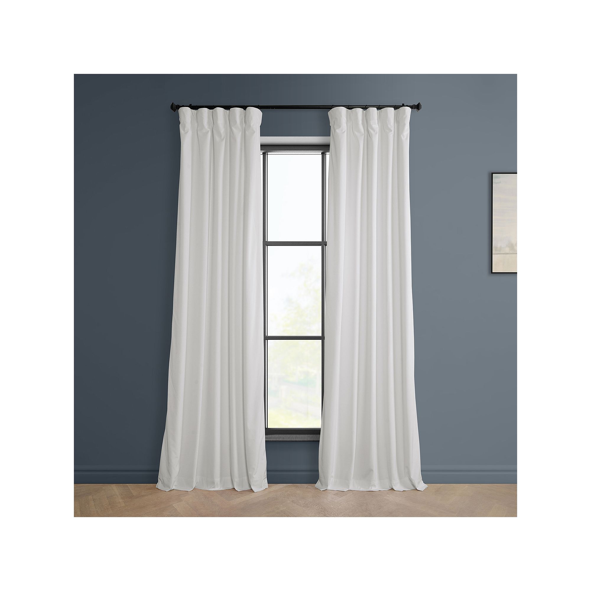 EFF Heritage Plush Velvet Room Darkening Curtain Panel, Pillow White