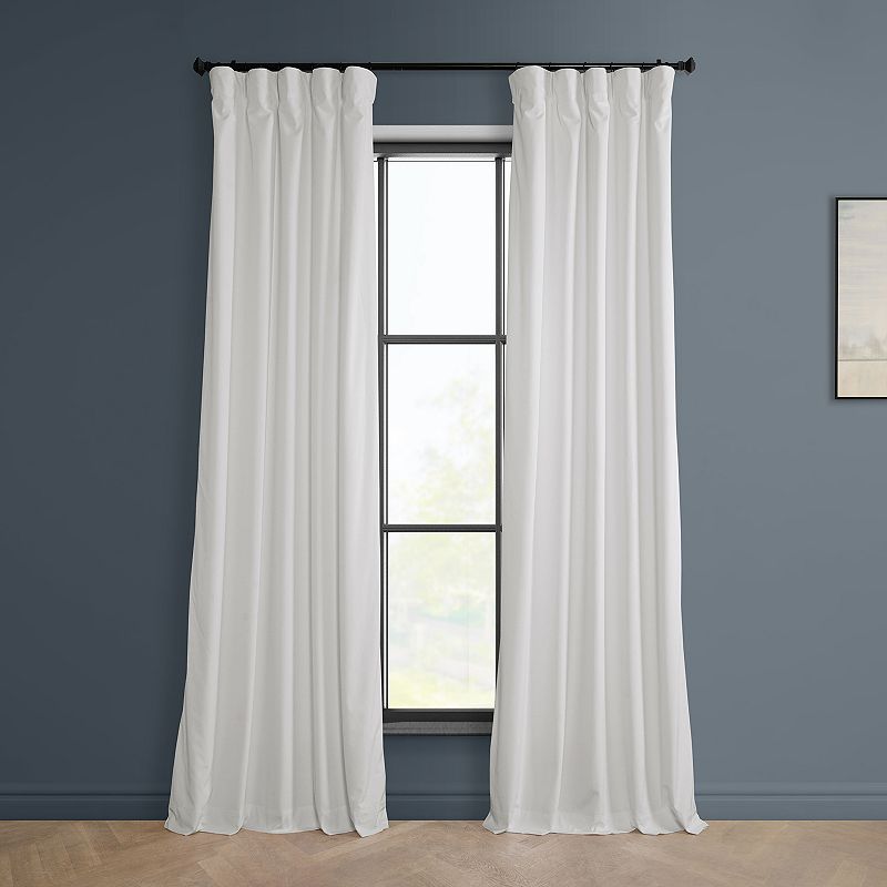 Pillow White Plush Velvet Curtain (1 Panel)  Pillow White  50W X 108L