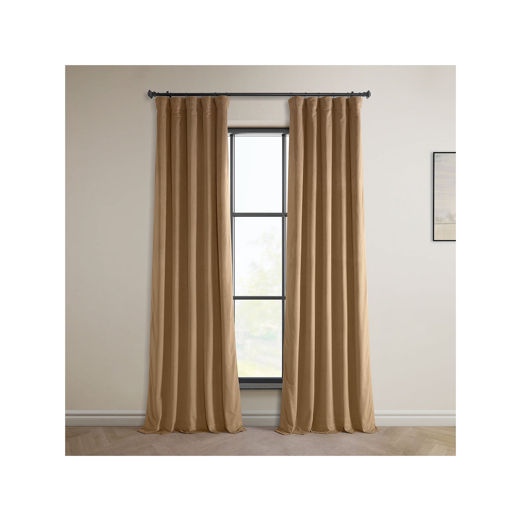 EFF Heritage Plush Velvet Room Darkening Curtain Panel, Spiced Rum