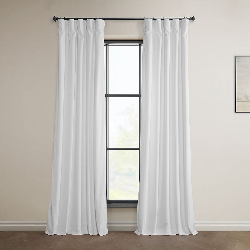 White Heritage Plush Velvet Curtain (1 Panel)  White  50W X 96L