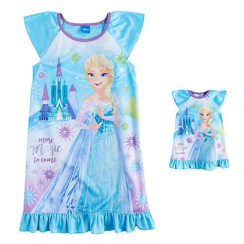 Disney's Frozen Elsa Girls 4-8 Nightgown & Doll Gown Set