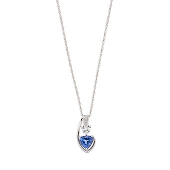 LeRose by Lexi and Rose Sterling Silver Lab Created Sapphire Heart Pendant Necklace