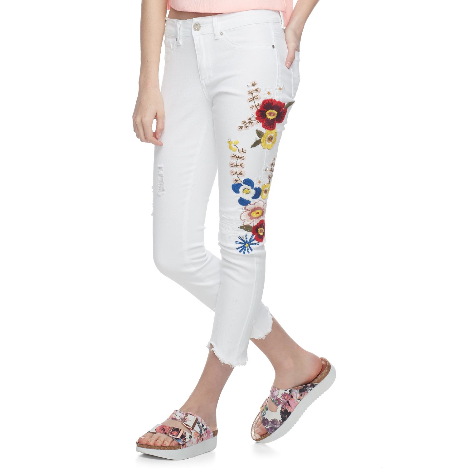 juniors embroidered jeans