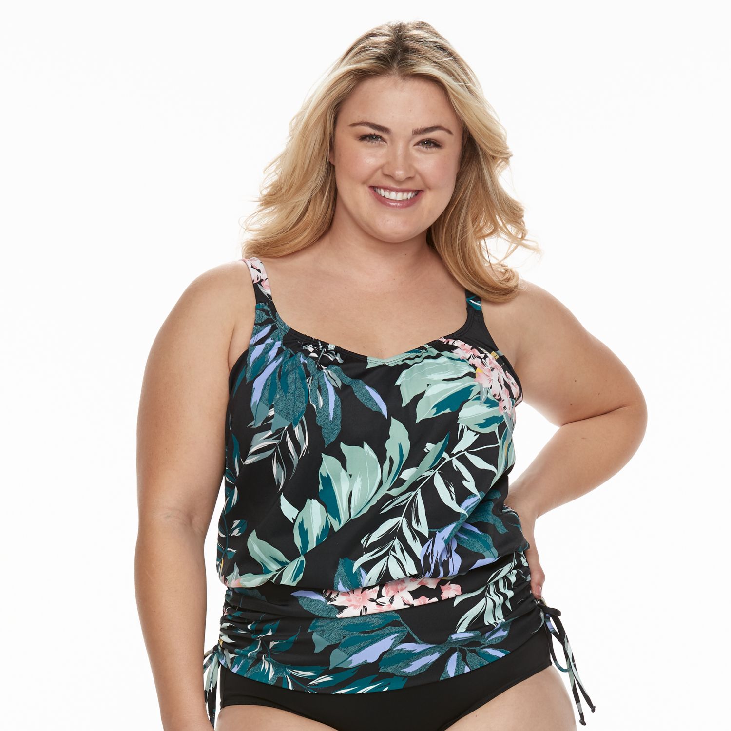 plus size blouson swimsuit tops